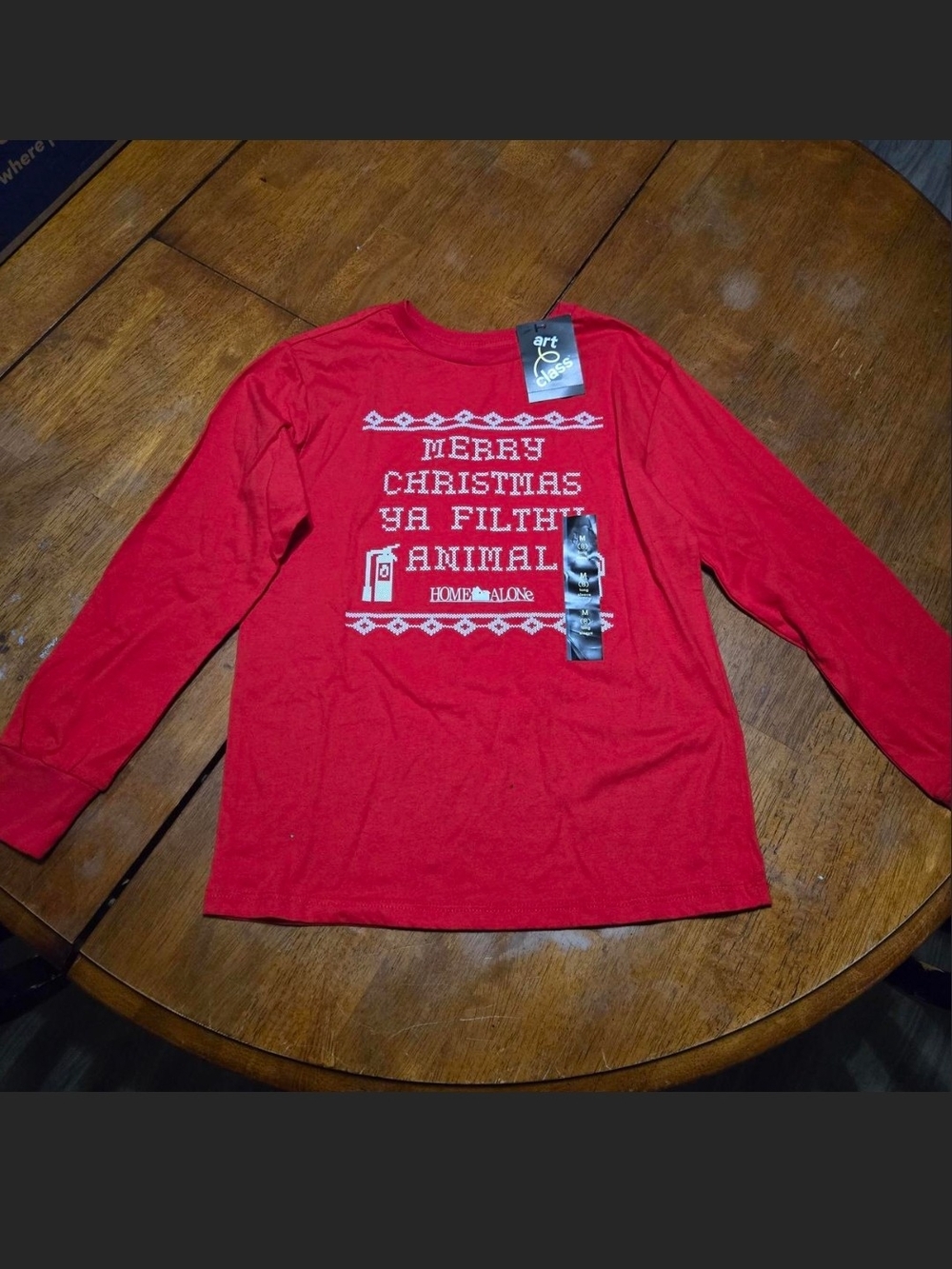 Art & Glory Kids "Merry Christmas Ya Filthy Animal" Red Long-Sleeve Top